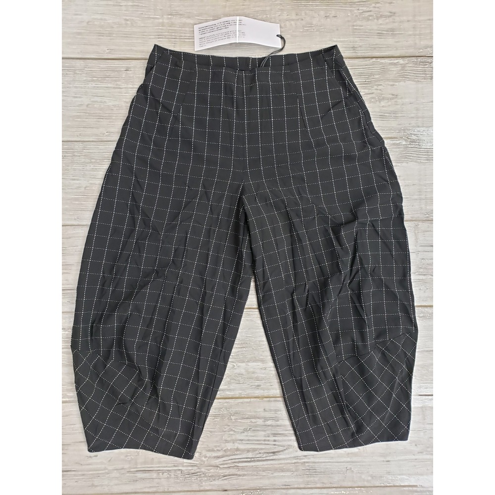 Rundholz Black Label Pants Balloon Cropped Black and White Check Grid XL NWT
